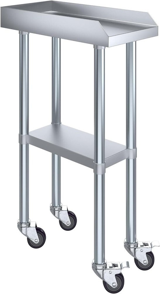 Commercial Work Table with Backsplash and Sideguards with Casters 24" x 12"