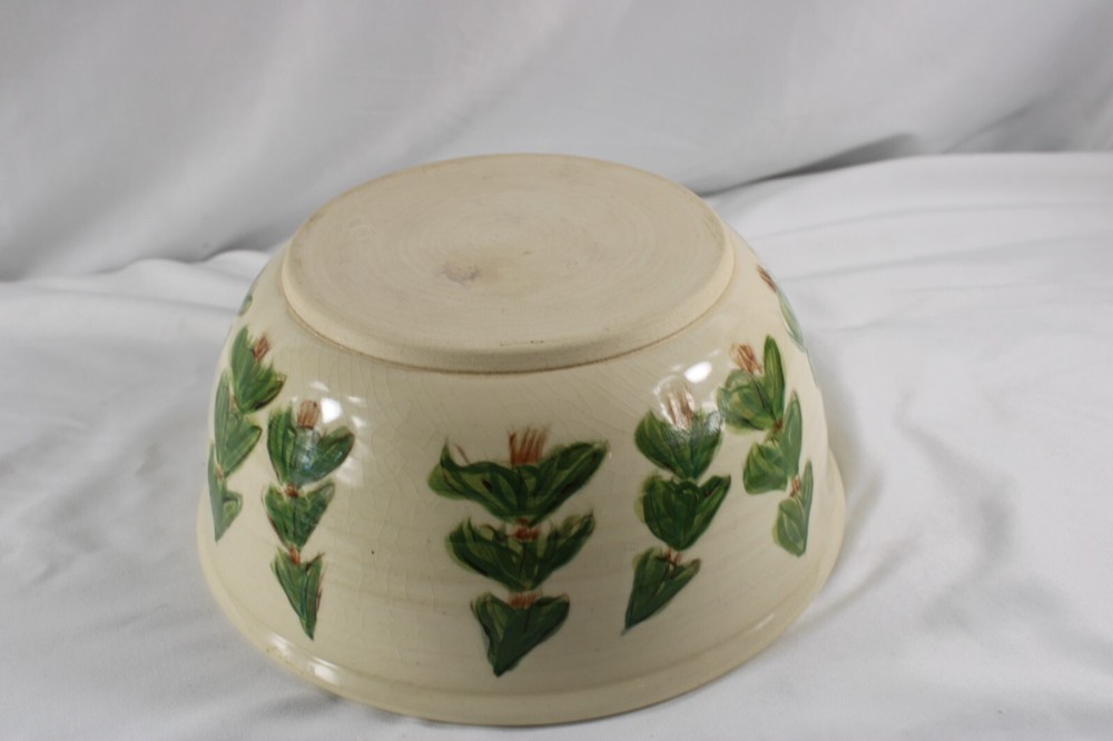 Studio Pottery Large Bowl Signed CC Christmas Trees