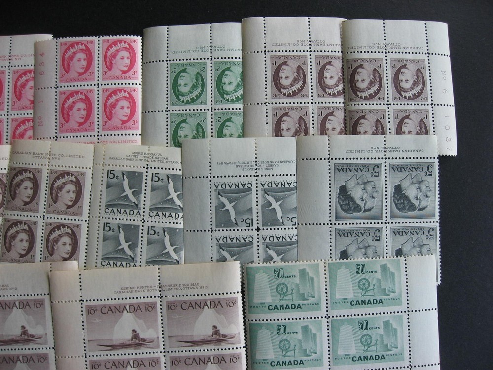 Canada 22 MNH Plate Blocks all different plates or positions, some better stuff!