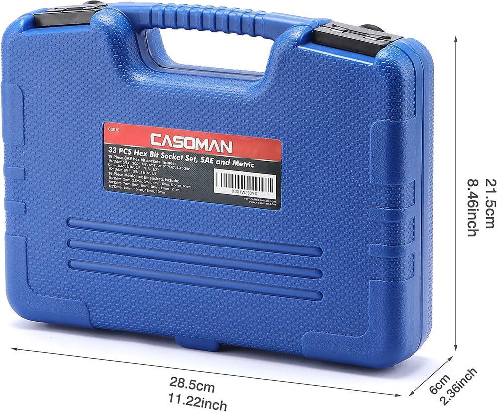 33 Piece Master Hex Bit Socket Set, S2 Steel, SAE and Metric, Allen Socket Bit,
