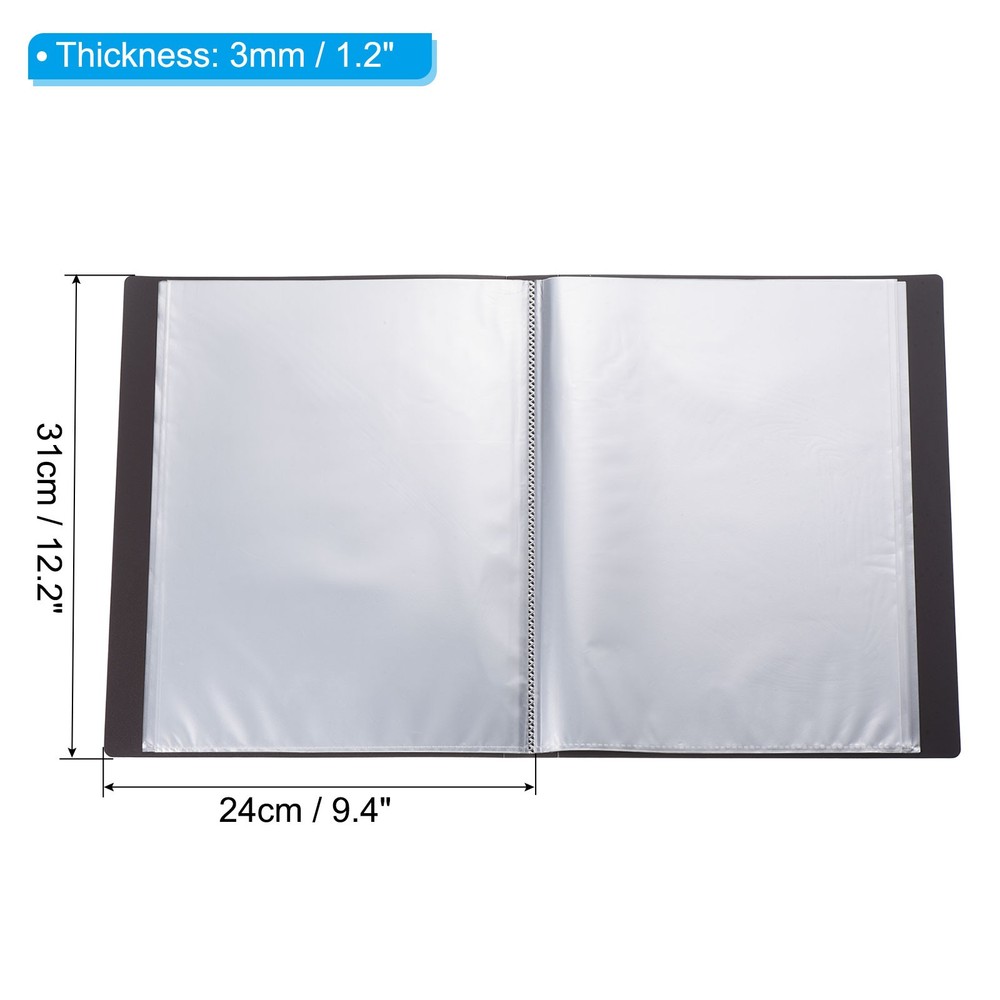 9x12" Binders with Plastic Sleeve, PP 60 Pocket File Protector, Brown
