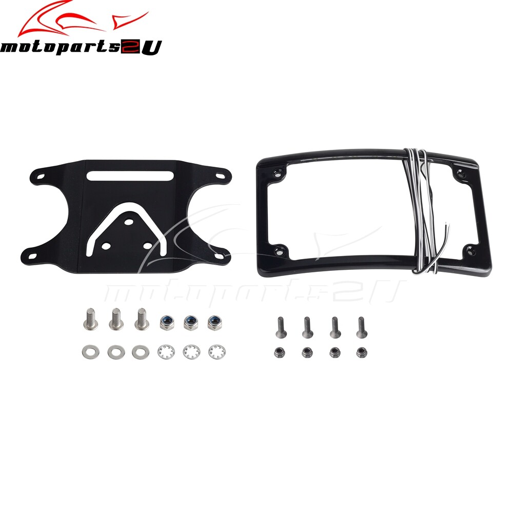 Curved Laydown License Plate Mounted & LED Light Plate Frame for Harley-Davidson