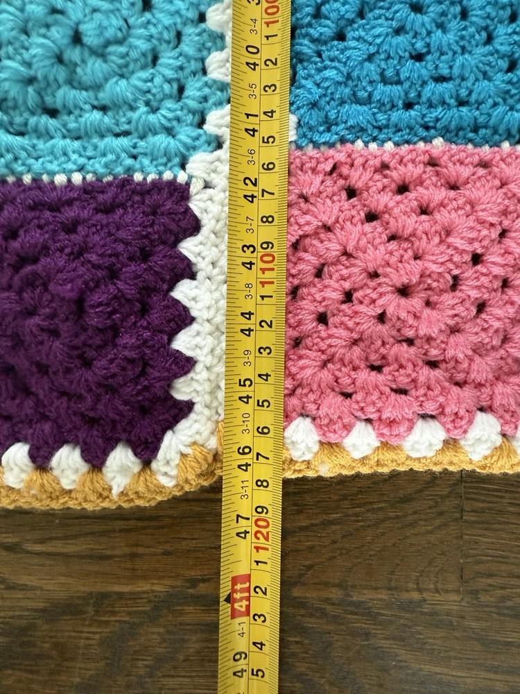 Granny Square Handmade Crocheted Blanket 46x52 Multicolored