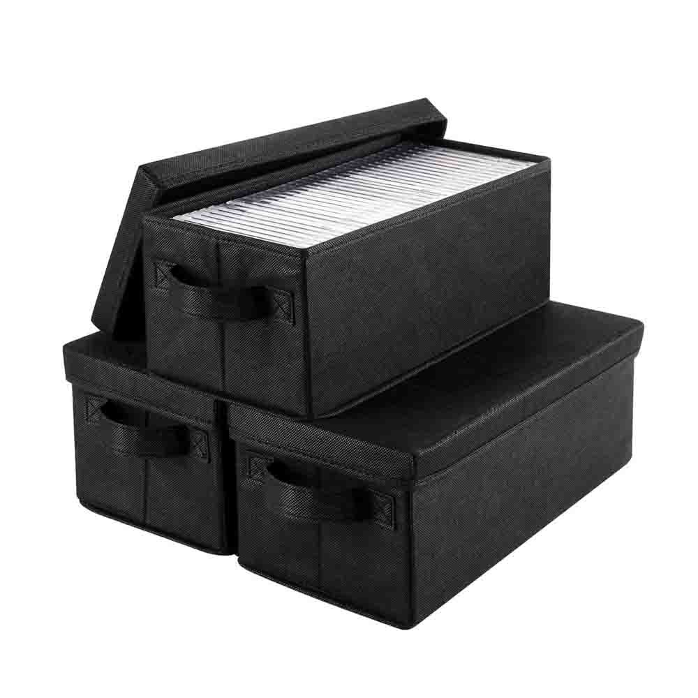 3 PACK CD Storage Box Stackable CD Organizer Holders 14.2" x 5.5" x 6.3" Inch