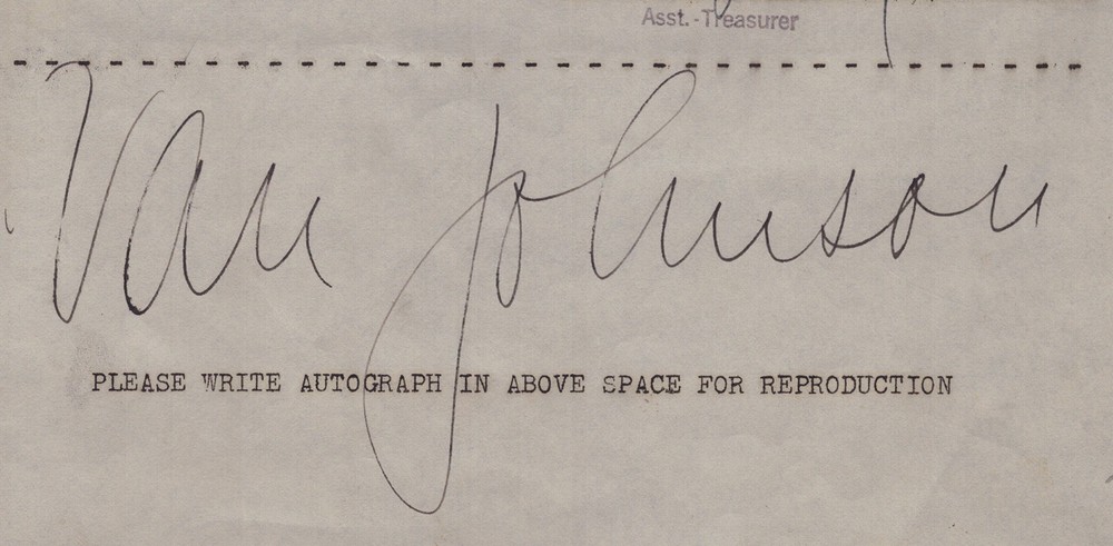 VAN JOHNSON - DOCUMENT DOUBLE SIGNED 08/19/1946