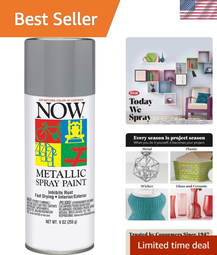 Transform Projects with Krylon 9 oz Gloss Aluminum Spray Paint - Rust-Resistant
