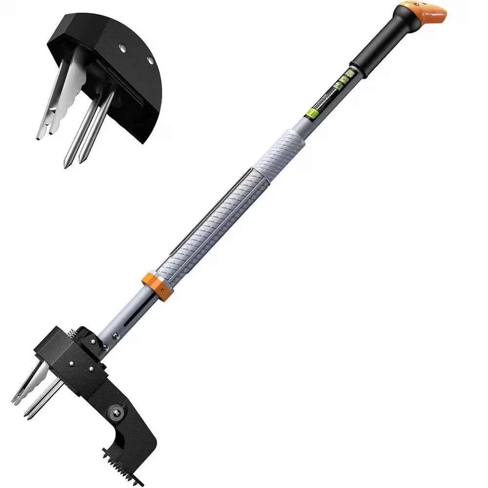 Stand up Weed Puller Tool with 4-Claw Steel Head, 39-46 Adjustable Handle, Easy-