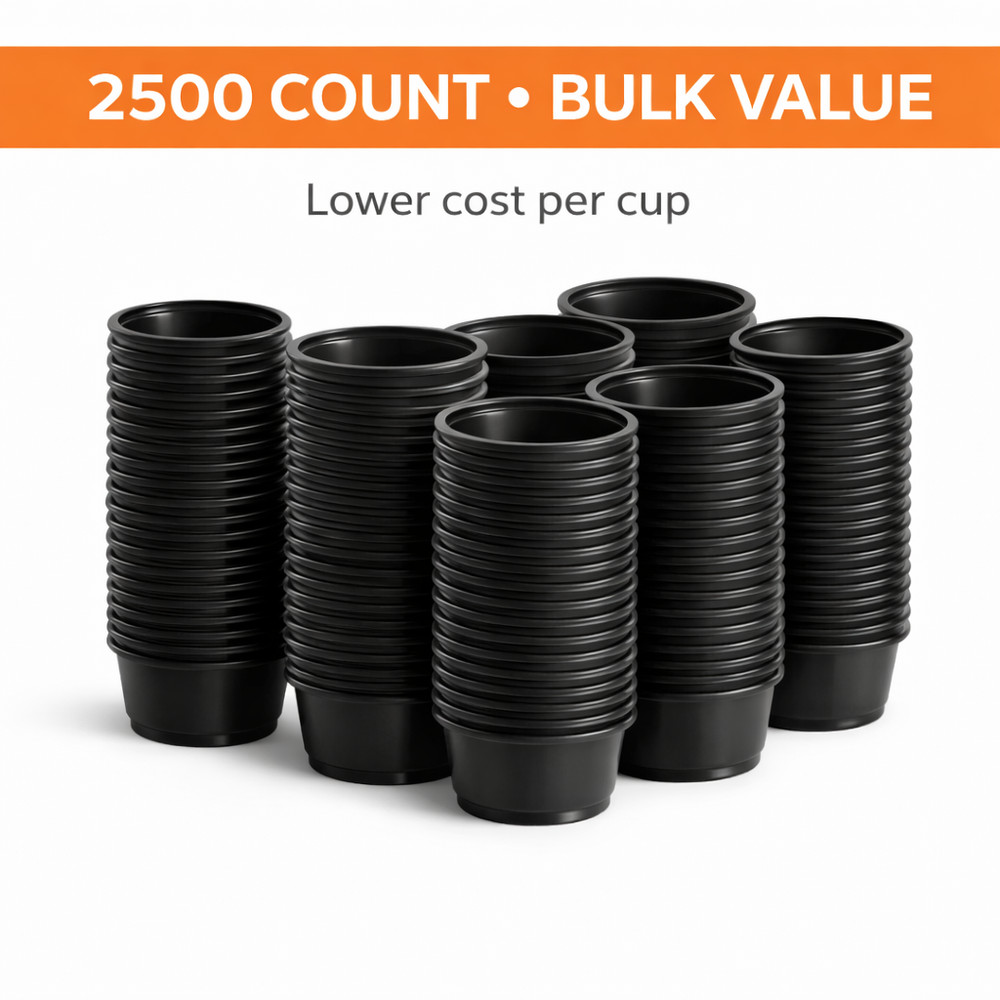 Choice Black Plastic Souffle Cup / Portion Cup - 2 oz. - 2,500/Case