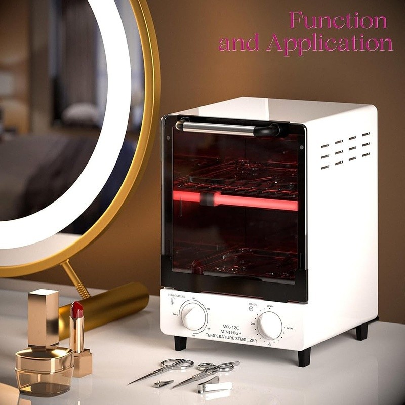 12L High Temperature Sterilizer Adjustable Timer Stainless Steel Tool Cleaner US