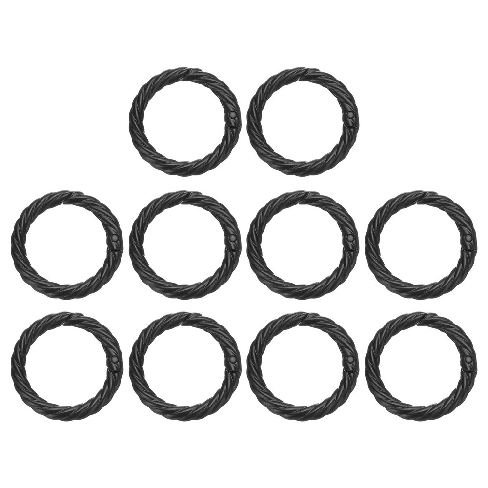 10Pcs Spring O Rings 1" Round Trigger Snap Hook Circle Black Key Ring Clip
