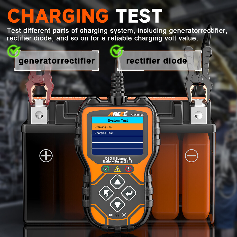 ANCEL AS200 Pro Car OBD2 Diagnostic Scanner Code Reader 12/24V Battery Tester