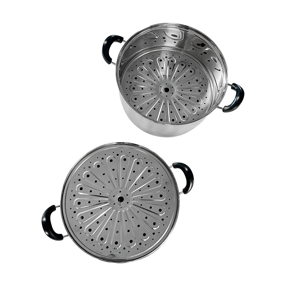 2-tier 14 inch Stainless Steel Stackable Steamer Pot, with Lid, Multipurpose Use