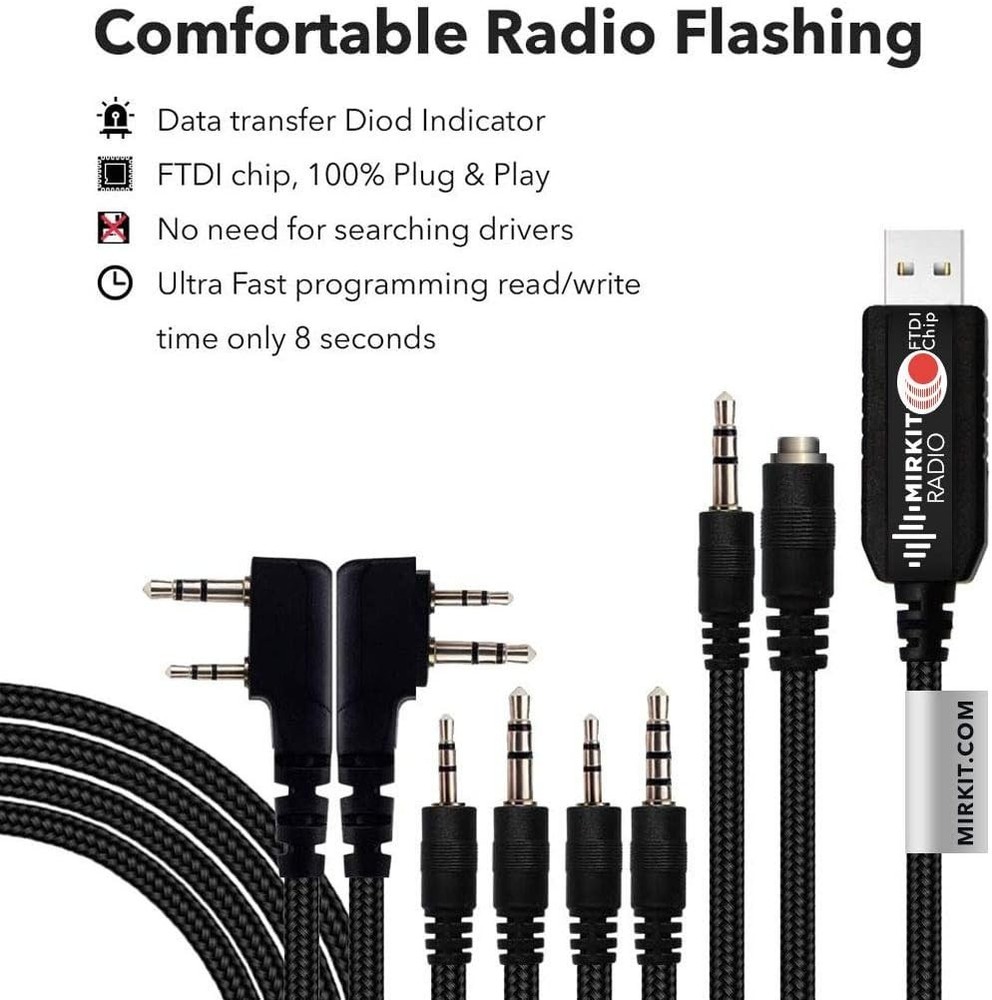 Durable 6 in 1 FTDI Programming Cable for Ham Radios – Plug and Play Feature