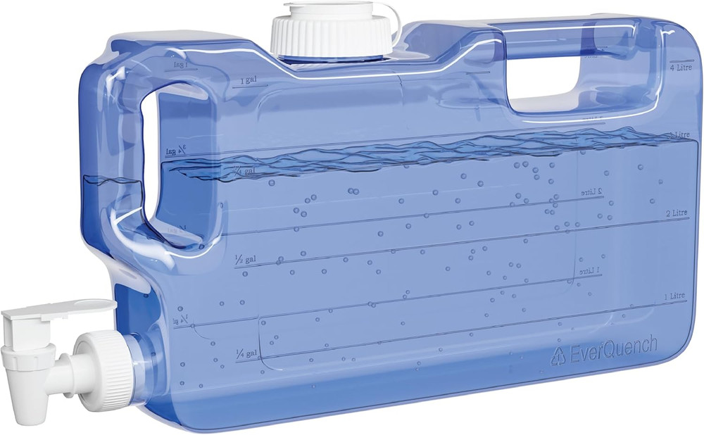 Refrigerator Water Dispenser 1.1 Gallon Bottle with Spigot - BPA Free Plastic Sl