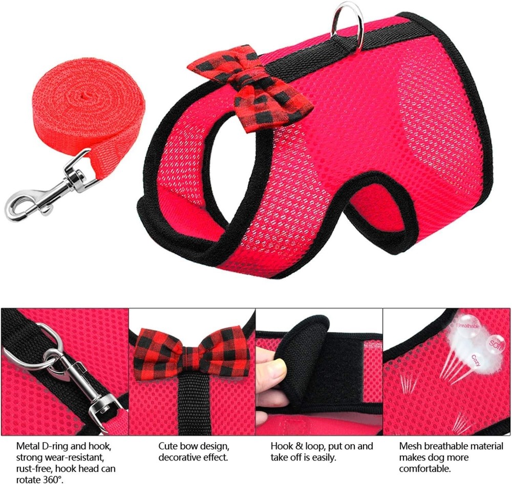 Rypet Small Animal Harness and Leash - Red - Size S