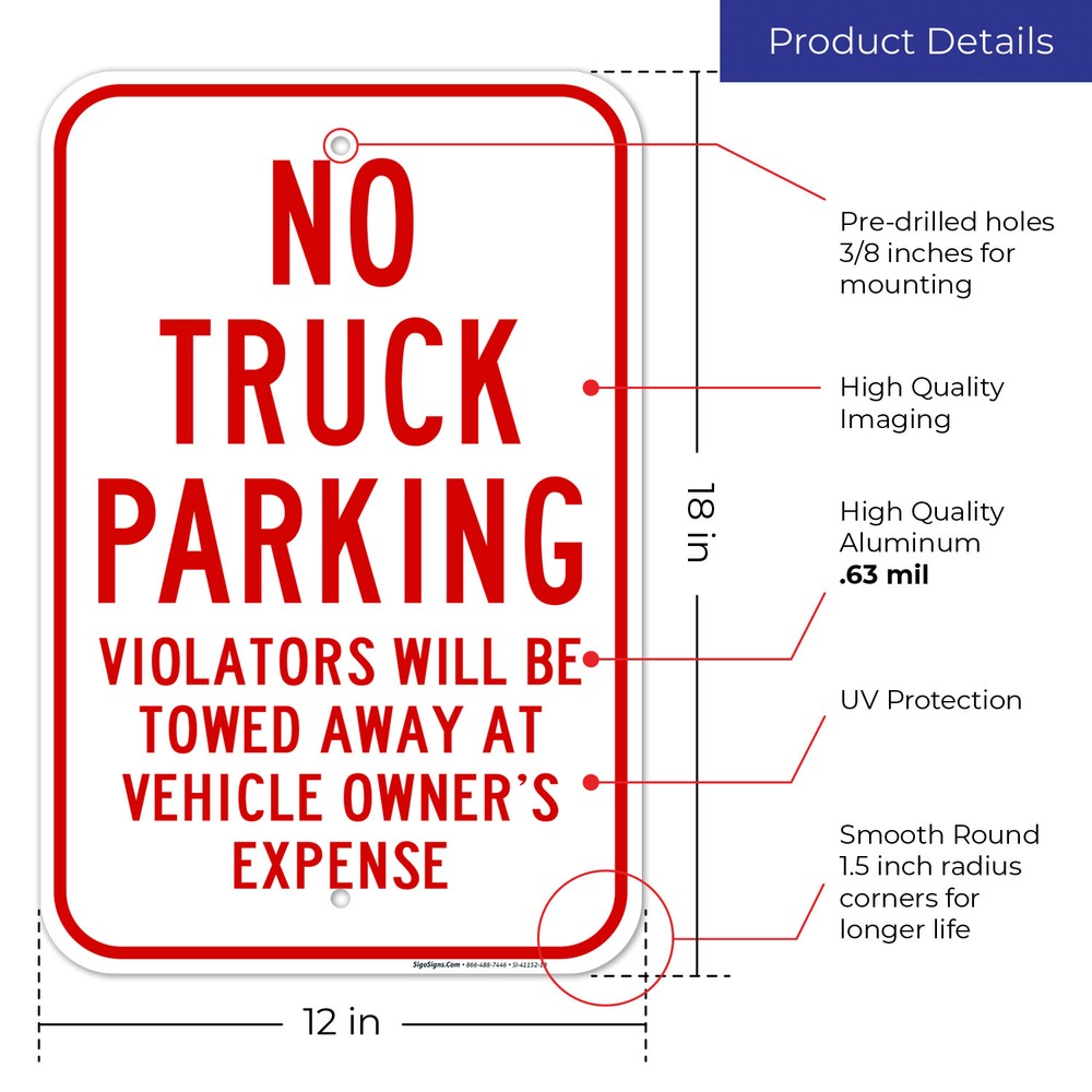 No Truck Parking Sign,