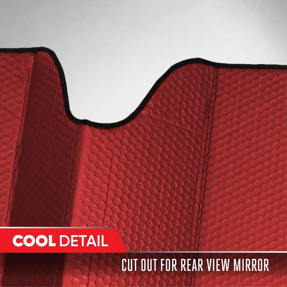 Red Windshield Sun Shade Protector Fit Most Vehicles Uv Blocking Accordion De...