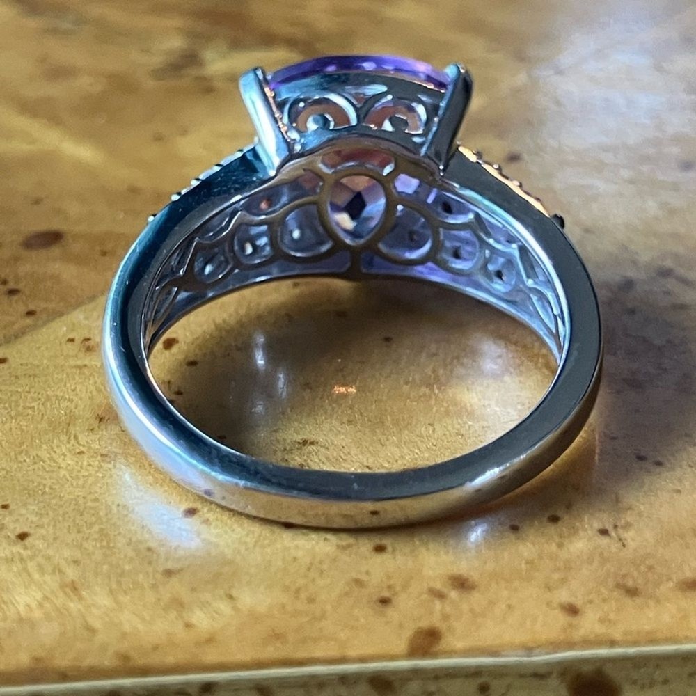Moroccan Amethyst Red Garnet Sterling Silver Ring Size 8
