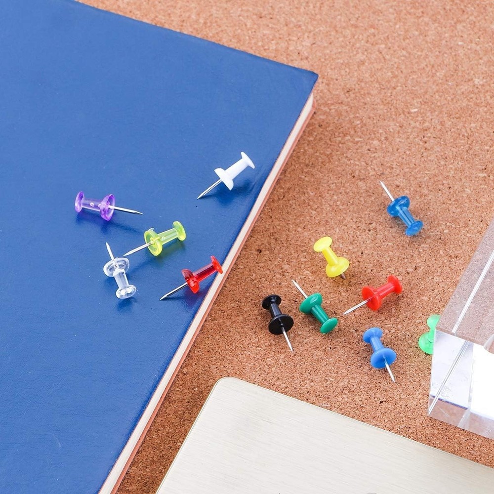 Push Pins 600 Count Clear Multicolored