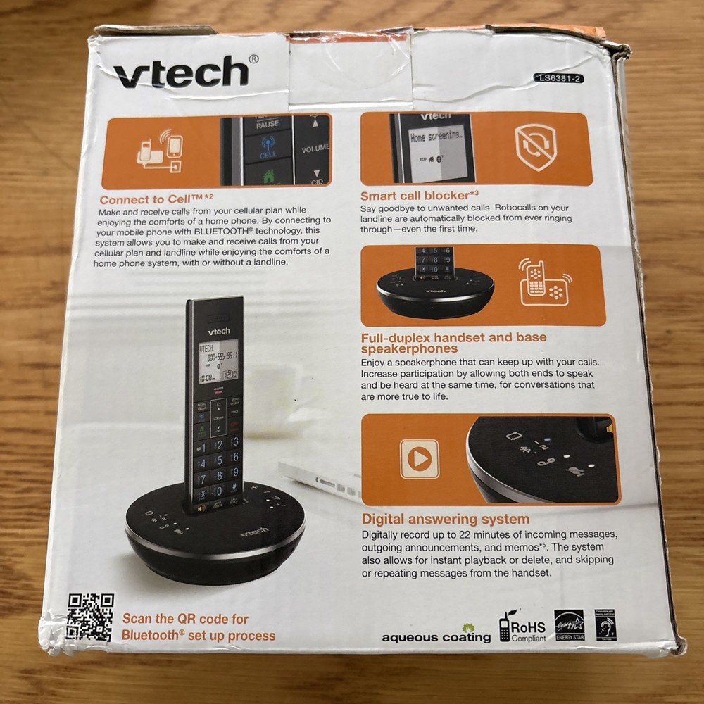 NEW Vtech LS6381-2 Answering System w/ Bluetooth Speaker, 2 Handsets. Damage box