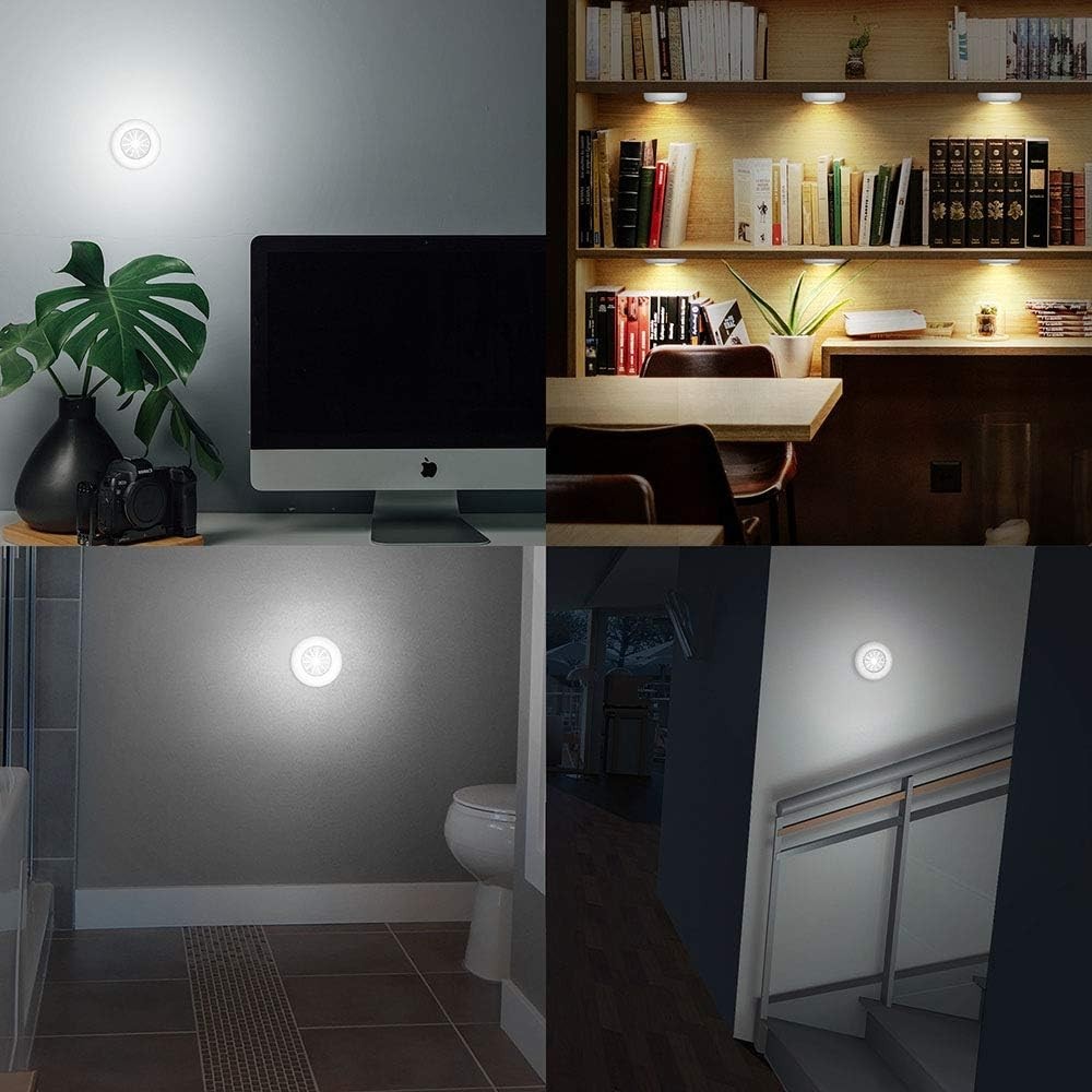 6-Pcs Bright Stick UP LED Light Wireless Tap Lights Battery Powered Push Light
