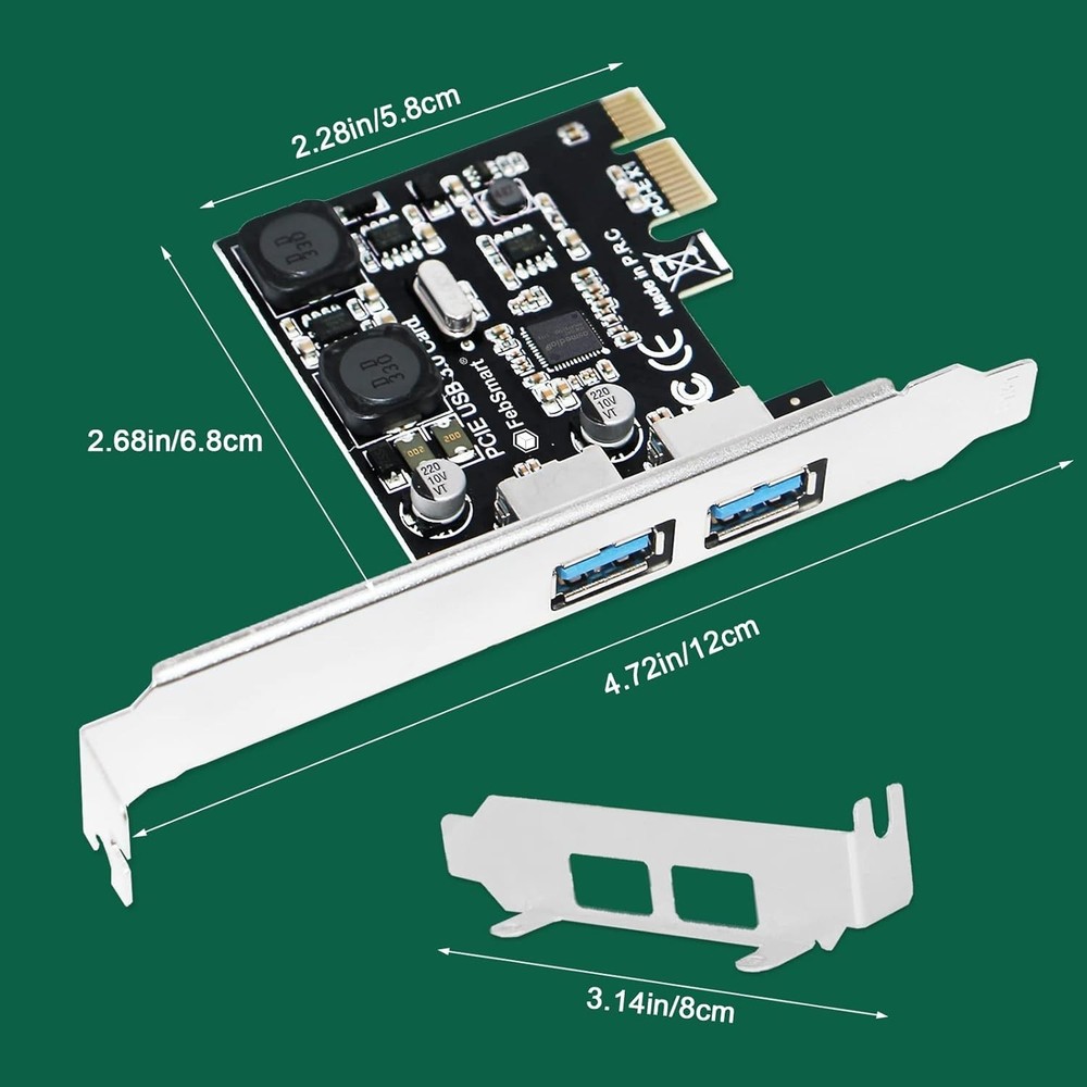 Fast 2-Port USB 3.0 Expansion Card for Windows, MAC & Linux – Easy Installation