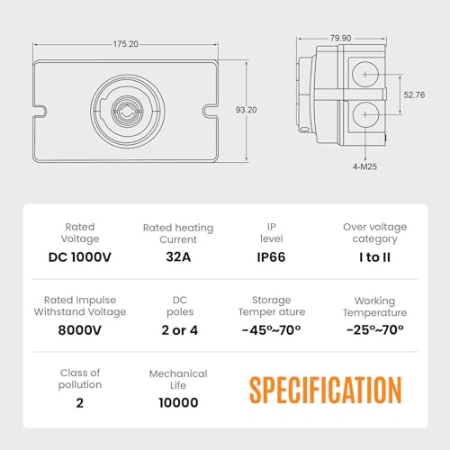 Solar Panel Disconnect Switch 4P 32A 1000VDC Isolator Switch PV 32Amp 1000V 32A
