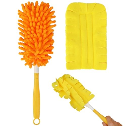 2 Pcs with 1 Handle Reusable Duster Refills, Washable Microfiber Dusters,