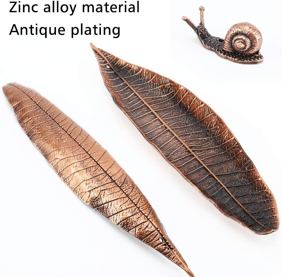 Accmor Incense Holder Set, Leaf and Snail Burner, Red Copper