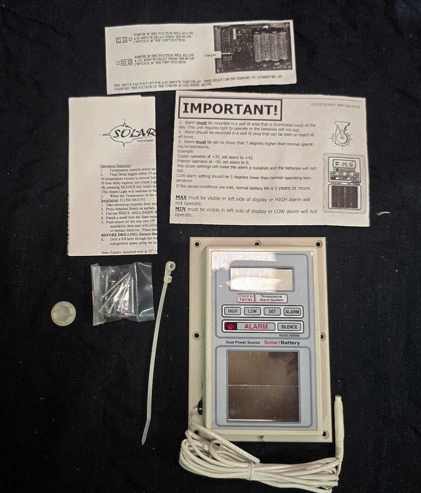 MICROTEMP ELECTRONICS ST-1 Solar Temp Alarm System (NOS)