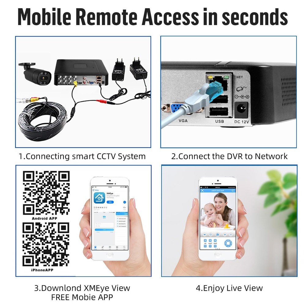 with 2TB HDD 8 Channel Security DVR Recorder Home Surveillance Camera System 8CH