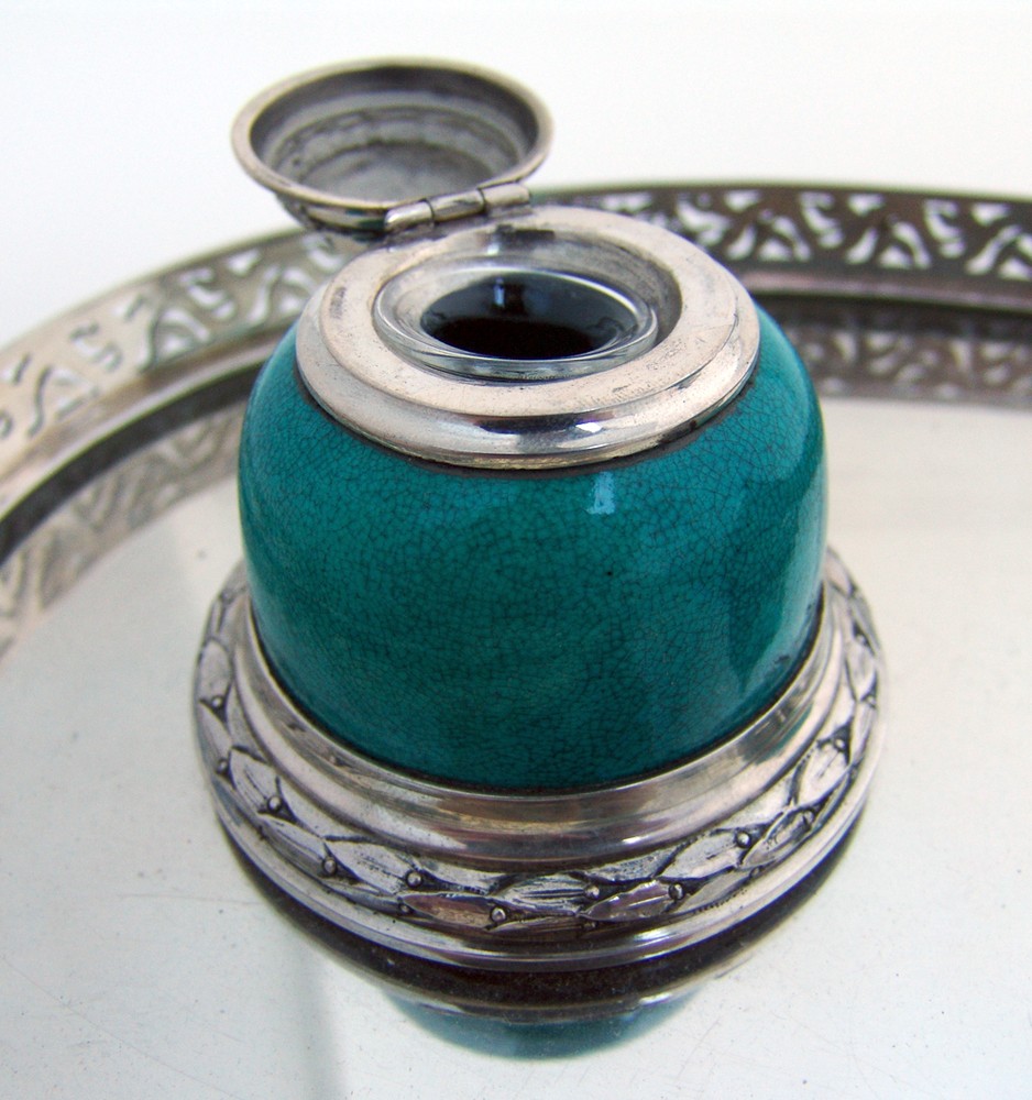 Austrian Double Inkstand Vienna 1900 Sterling Silver