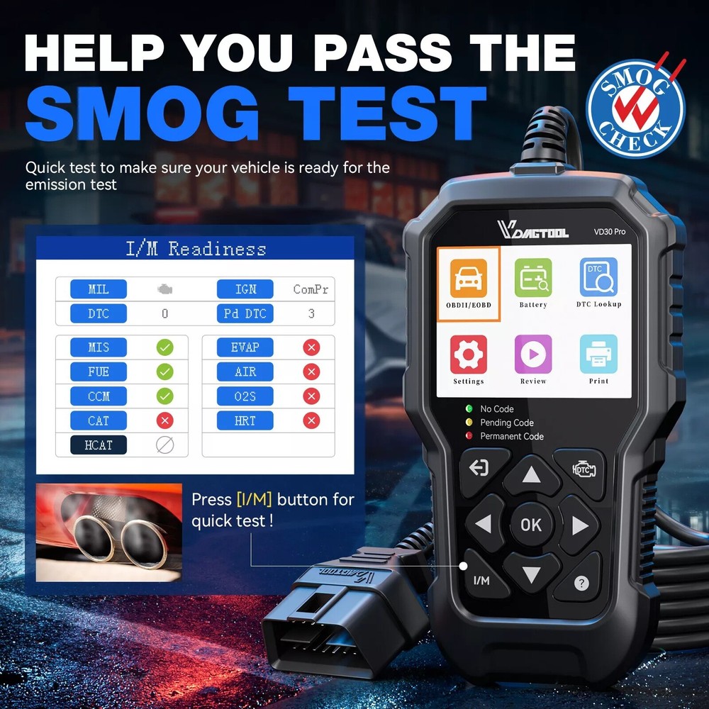 VDIAGTOOL VD30Pro Code Reader OBD2 Scanner Car Engine Fault Diagnostic Tool DTC