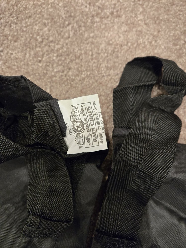 Motorcycle Rain Chaps XL Polyester. Hook&Loop Closure Quick Dry. Easy On/Off