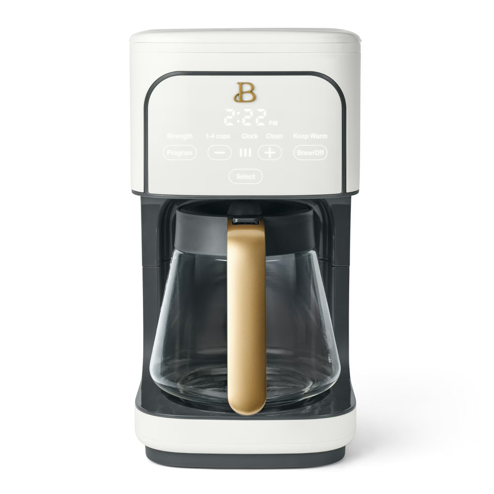 Beautiful 12 Cup Programmable Coffee Maker, White Icing by Drew Barrymore