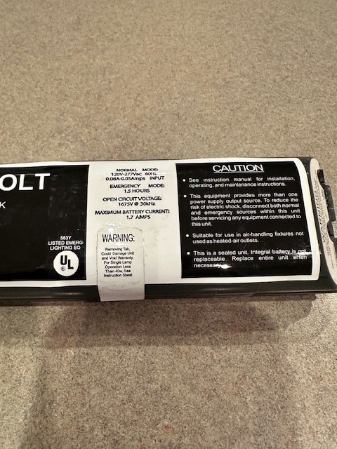 PS1400QD MVOLT SD Quick Disconnect Emergency Ballast with Battery Control Module