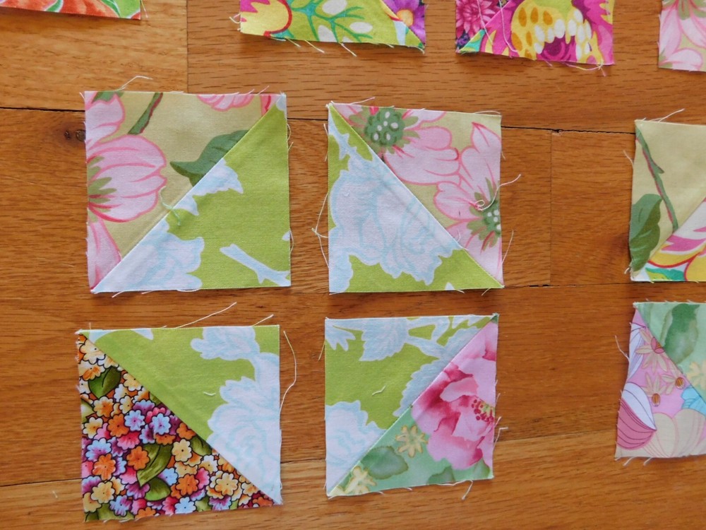 Handmade Two Patch Quilt Block Lot