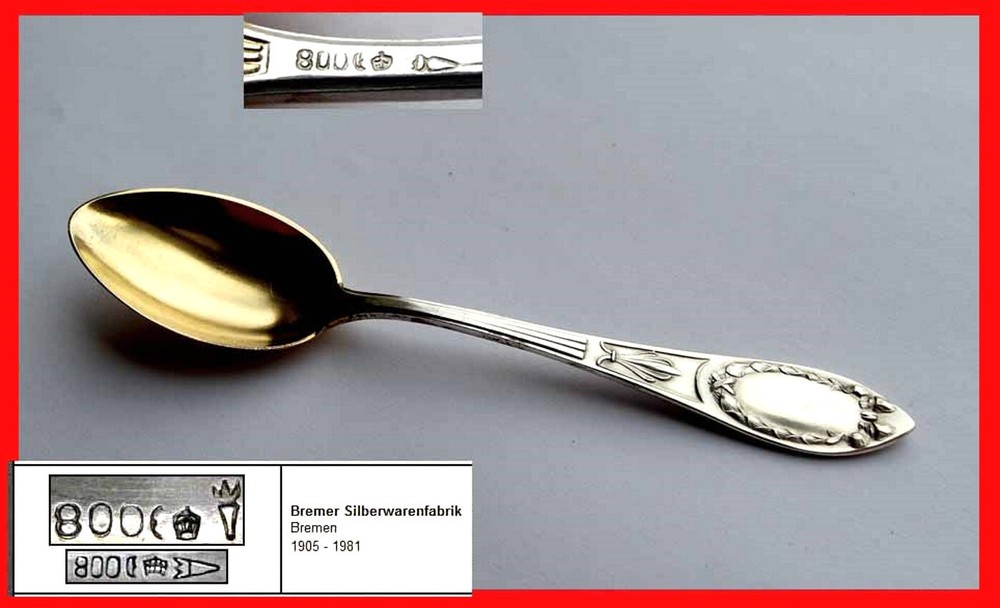 1. 3. Empire Spoon, Bremer Silverware Factory, 800 Silver E362