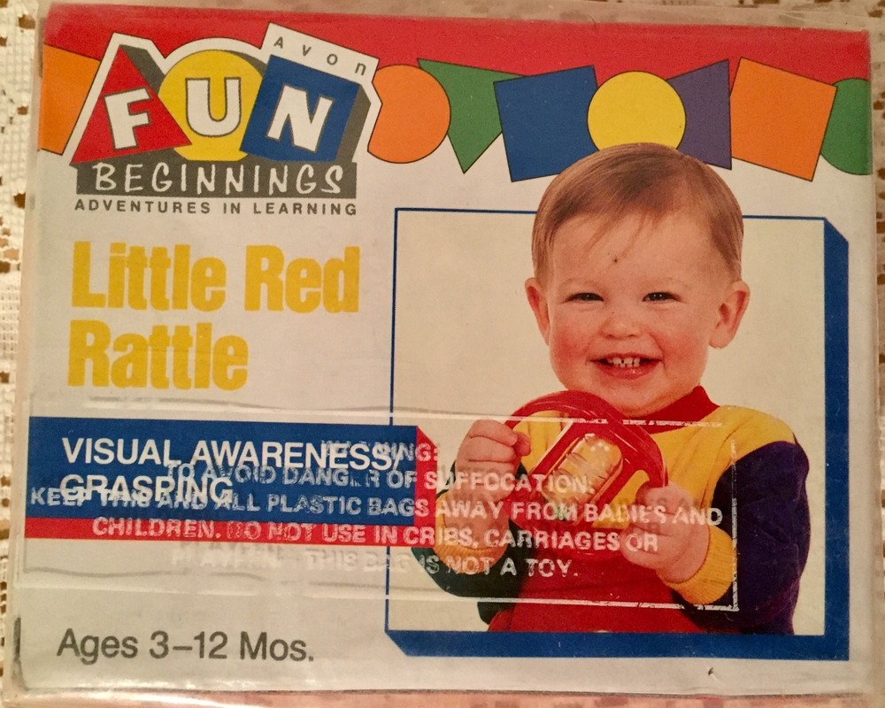 1989 AVON FUN BEGINNINGS "Little Red Rattle" VISUAL AWARENESS/GRASPING *NRFB*