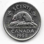 Canada 1968 5 cent  Nickel Circulated