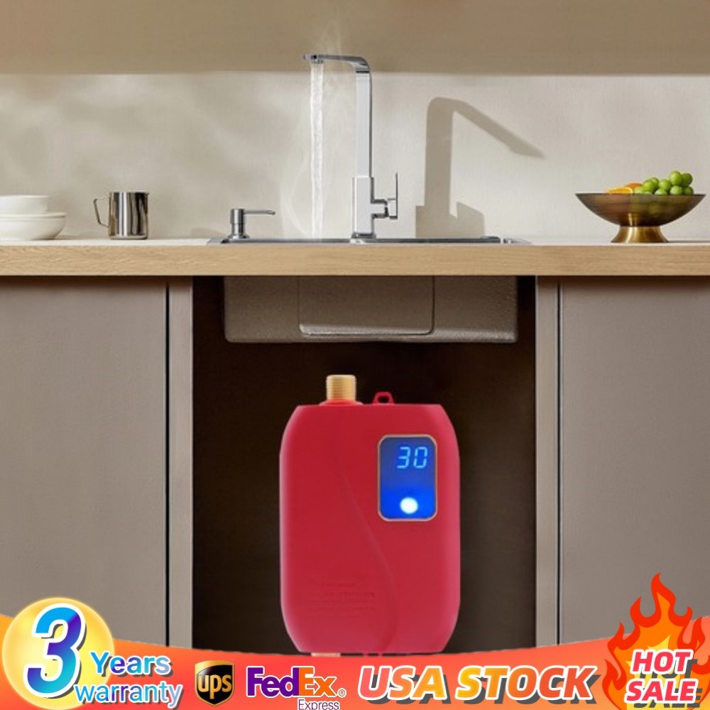 3000W Under Sink On Demand Instant Hot Water Heater Red for Kitchen Bathroom NEW
