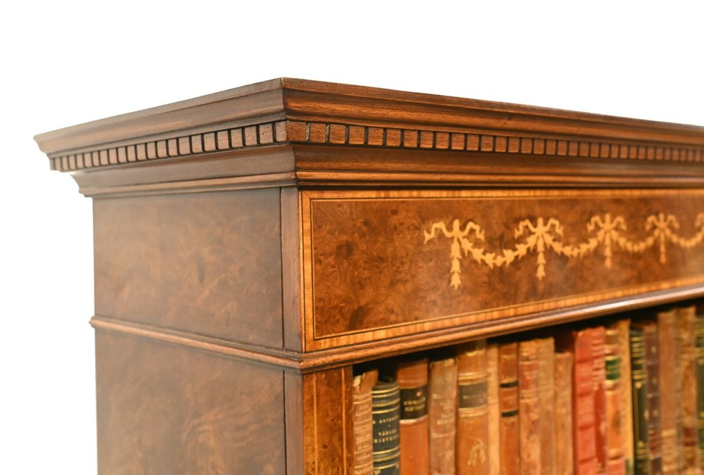 Pair Walnut Bookcases - Regency Sheraton Open Front