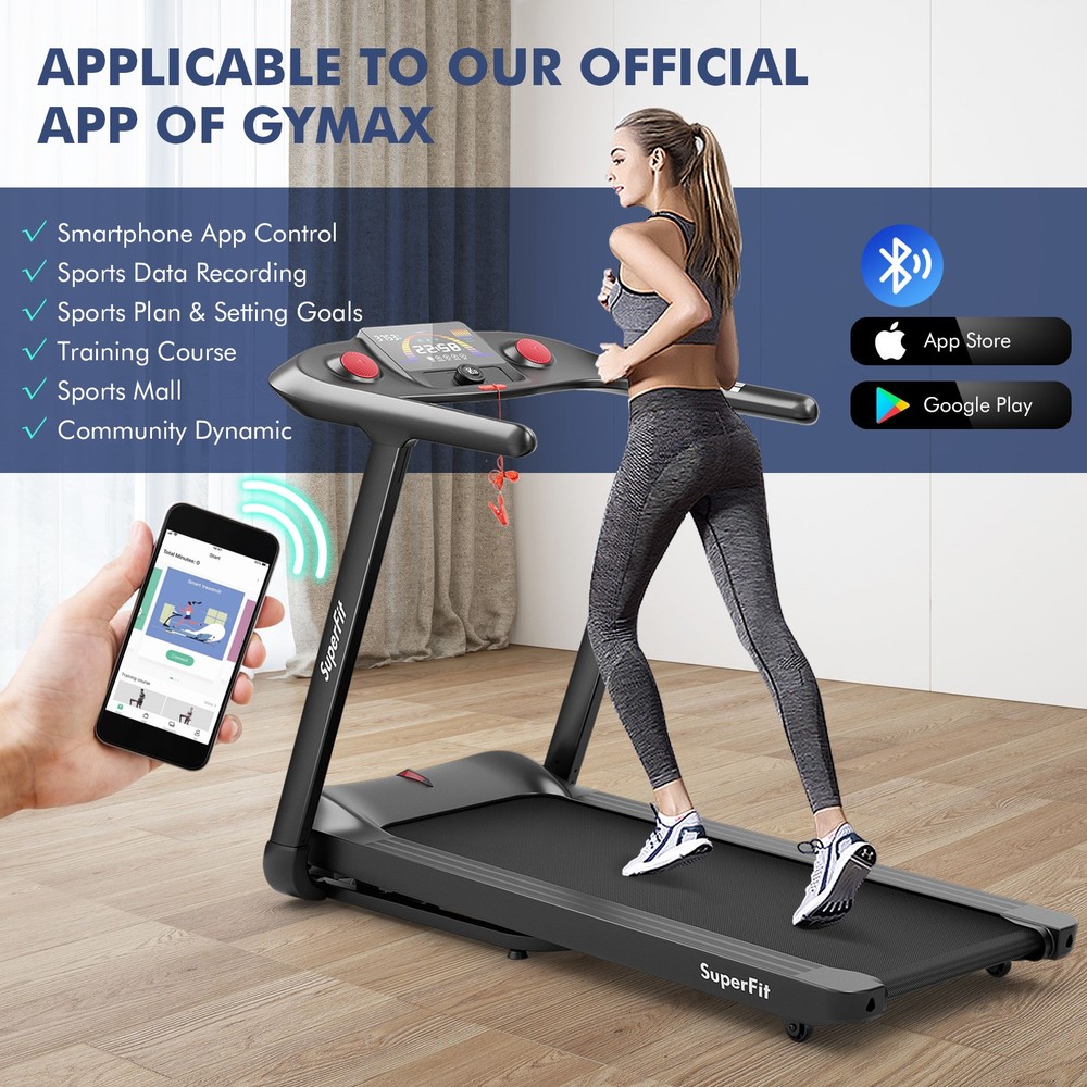 4.75HP Folding Treadmill w/Preset Programs Touch Screen Voice/APP/Remote Control