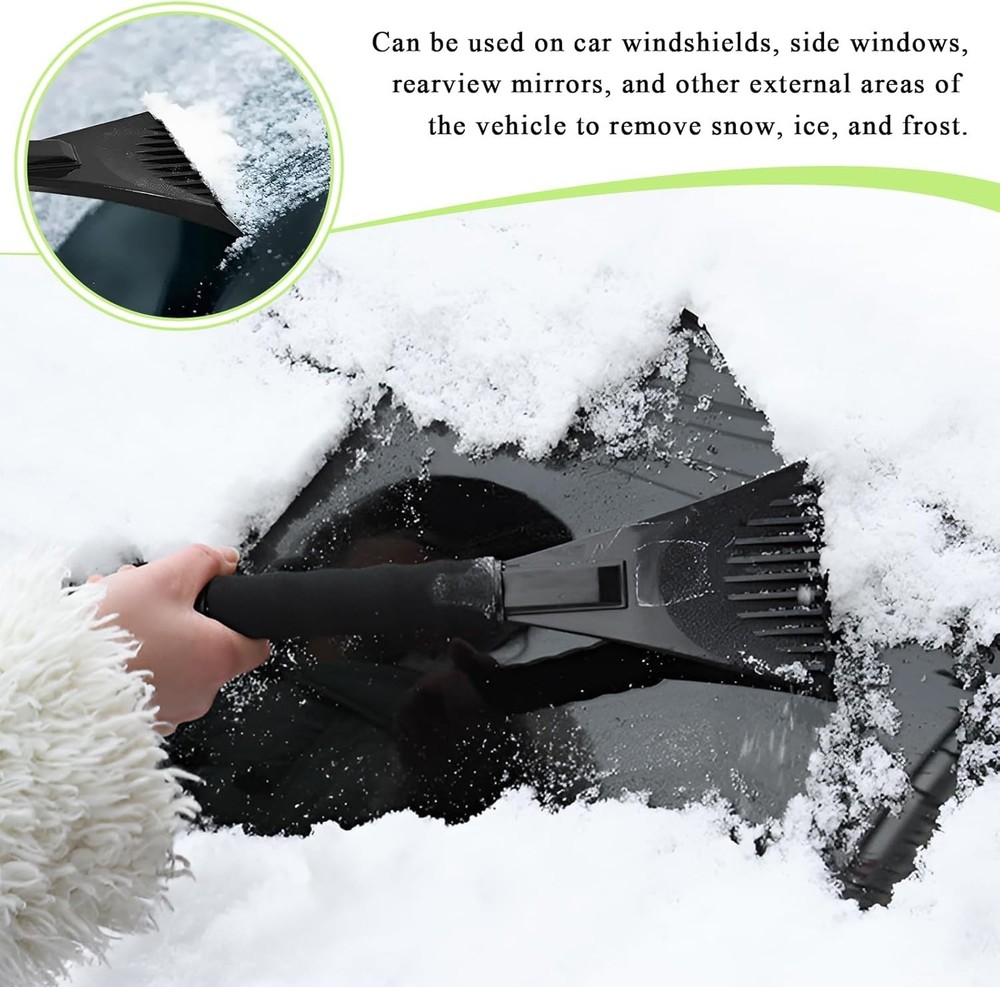 Compact Triangular Blade Ice Scraper with EVA Grip - Essential Winter Car Tool