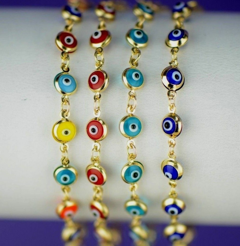 14k Yellow Gold Evil Eye Bracelet
