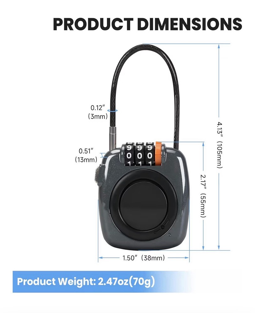 3-Digit AirTag Holder with Combination Lock, Compatible With Apple AirTag