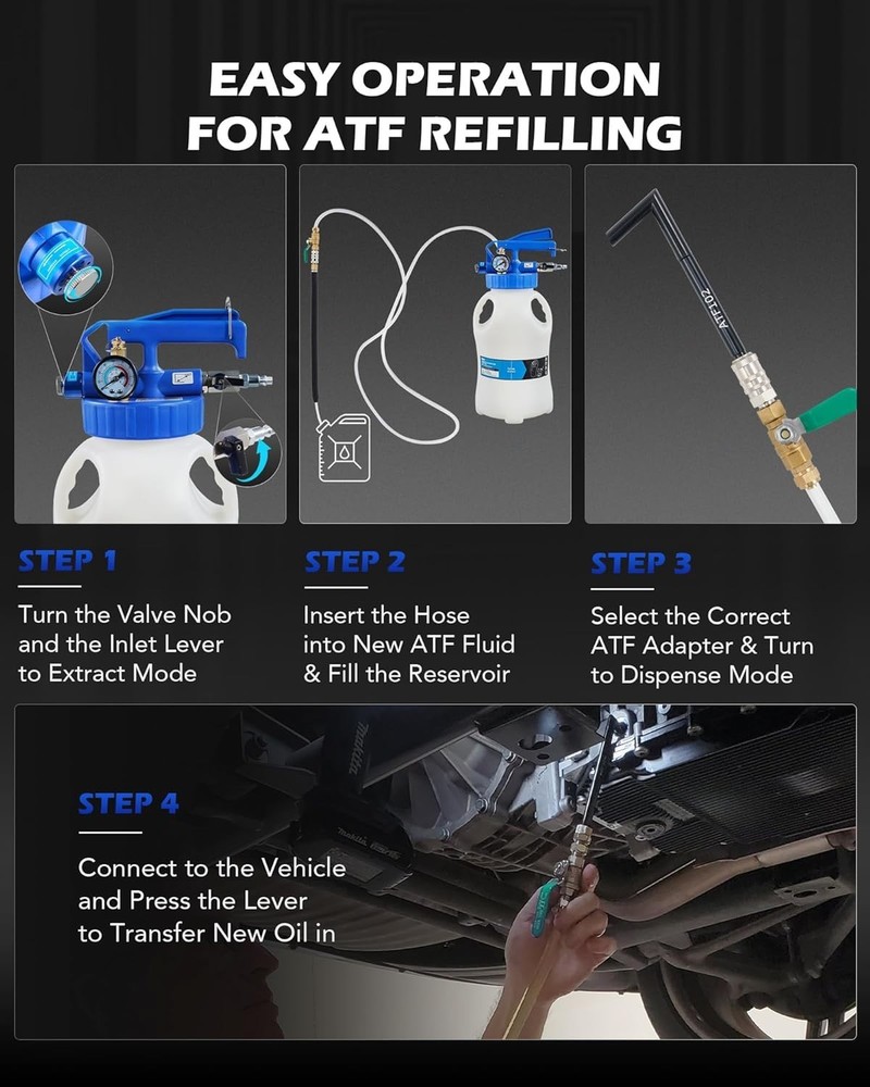 Professional 6L Pneumatic Fluid Bleeder Set - Includes 15 Adapters & Hoses