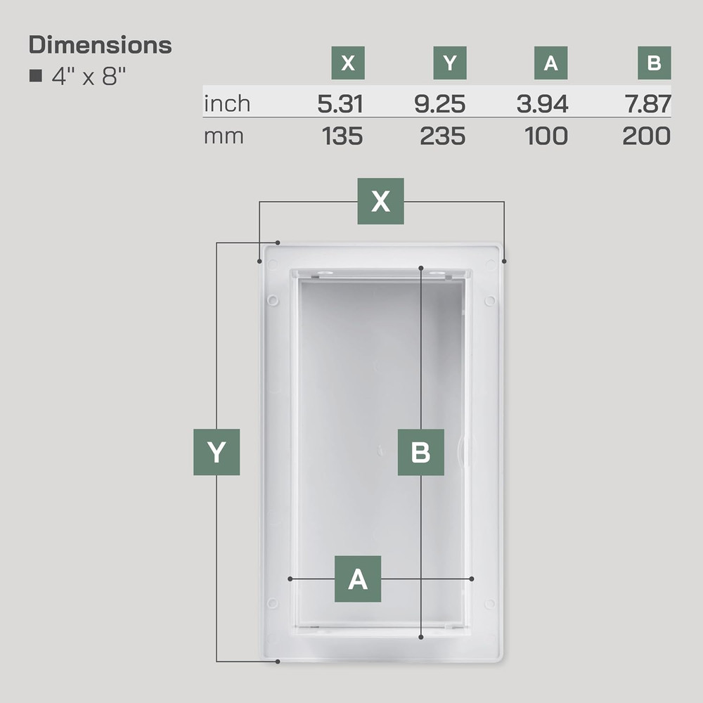 Vent Systems 4X8 Access Panel (Cut-Out) - Easy Doors ABS Plastic for Drywall, Wa