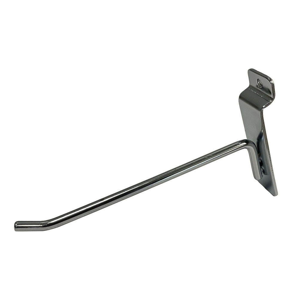 8" Slatwall Hook Panel Display Hooks, 1/4" Thickness Metal, Chrome - PACK 24