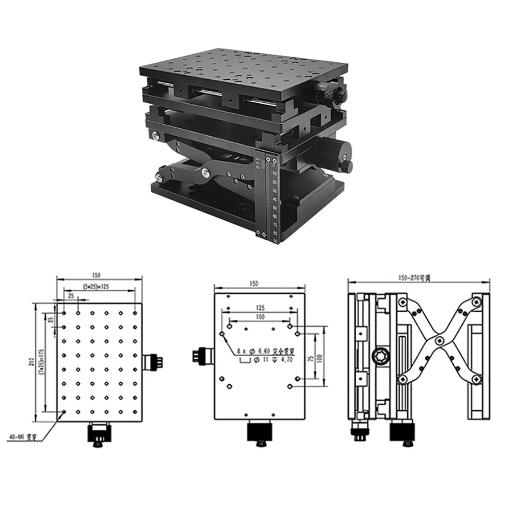 XYZ 3 Axis Manual Fine Adjustment Stage Optical experimental Platform